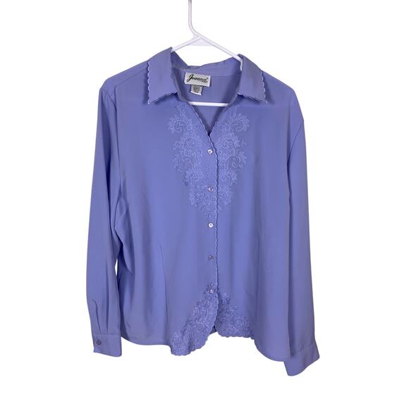 Joanna Embroidered Button Up Lilac Blouse Women’s XL – Cottagecore Fairycore Top - Picture 1 of 5